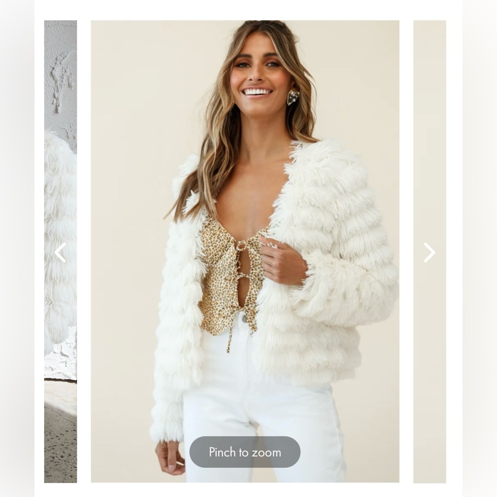 Montana Shaggy Faux Fur White Jacket - size XS